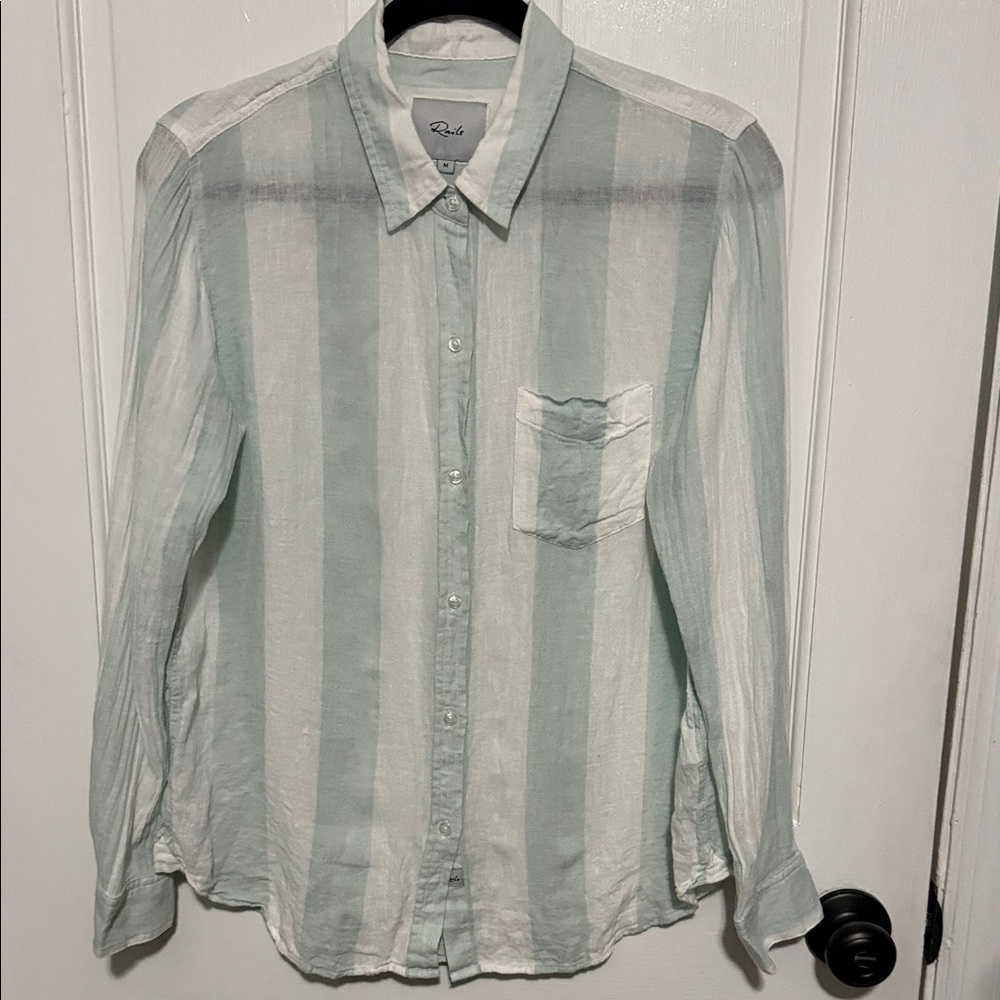 Rails Mint and White Striped Button Down Shirt